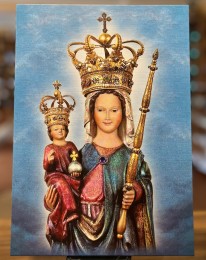 Matka Boża Leśniowska- ikona dwustronna z modlitwą A4 (niebieska)